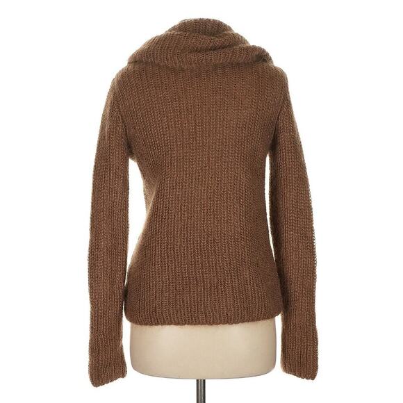 Vintage Ralph Lauren Mohair Wool Blend Sweater Cowl Neck Metallic Knit Y2k Tan M - Picture 2 of 5